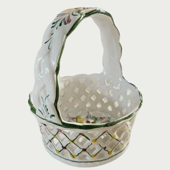 Made in Portugal Perforated 5” Porcelain Basket As Is - Picture 3 of 9